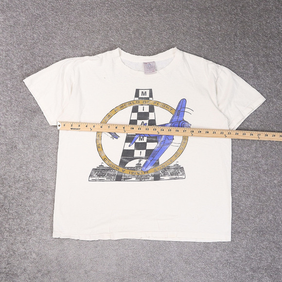 VTG Miami World of Flight Airplanes Thrashed XL White Short Sleeve T-Shirt - Picture 4 of 13